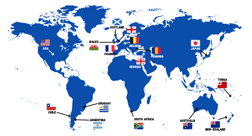 carte du monde équipes du tournoi