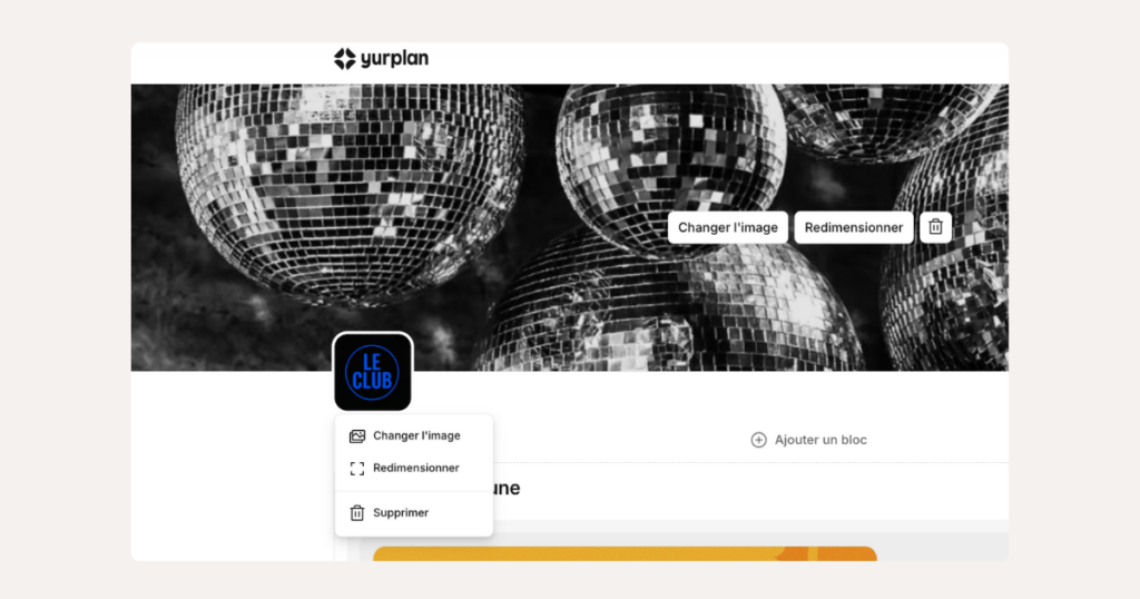 page organisateur