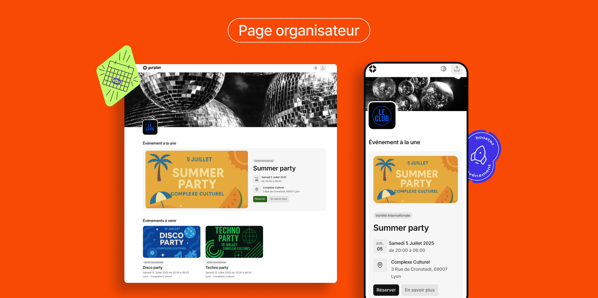 page organisateur